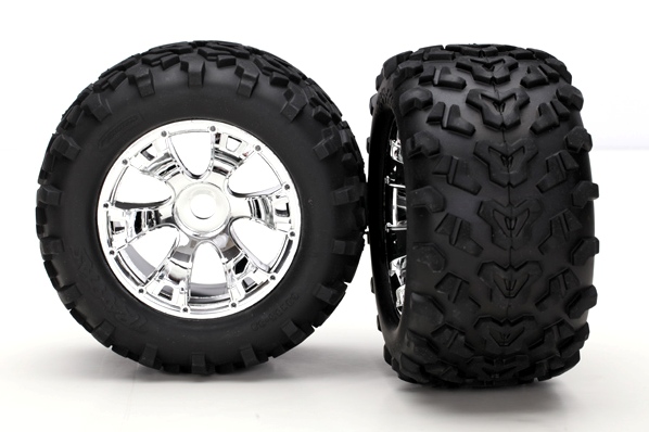 Tires &amp; wheels, assembled, glued (Geode chrome wheels, Maxx tires (6.3&#039;&#039; outer diamete