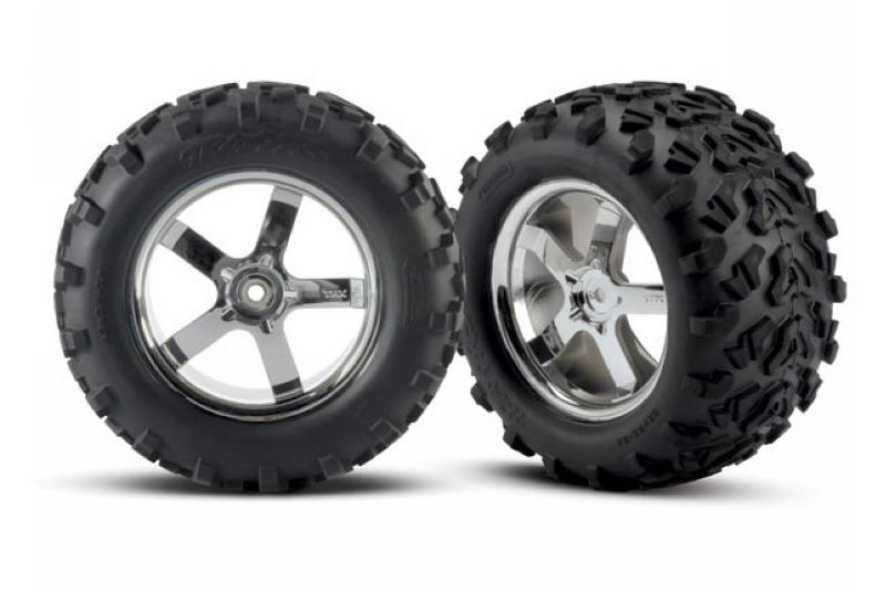 Tires &amp; wheels, assembled, glued (Hurricane chrome wheels, Maxx tires (6.3&#039;&#039; outer dia