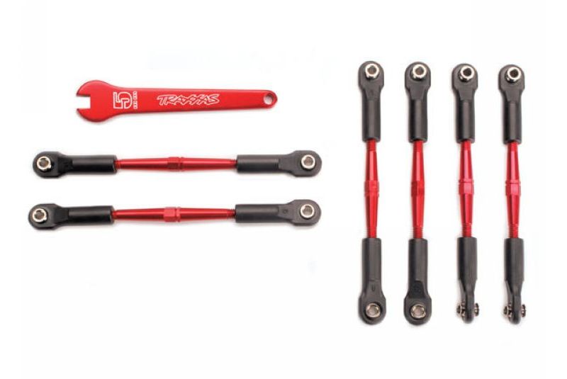 Turnbuckles, aluminum (red-anodized), camber links, 58mm (4)/ front toe links, 61mm (2) (assembled w