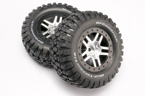 Tires &amp; wheels, assembled, glued (SCT Split-Spoke, satin chrome, black beadlock wheels, BFGoodri
