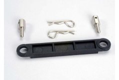 Battery hold-down plate (black)/ metal posts (2)/body clips (2)