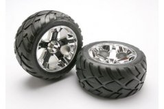 Tires &amp; wheels, assembled, glued (All-Star chrome wheels, Anaconda tires, foam inserts) (nitro r