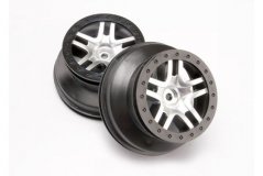 Wheels, SCT Split-Spoke, satin chrome, black beadlock style, dual profile (2.2&#039;&#039; outer 3.0