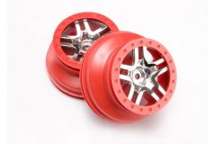 Wheels, SCT Split-Spoke, chrome, red beadlock style, dual profile (2.2&#039;&#039; outer 3.0&#039;&#