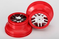 Wheels, SCT Split-Spoke, chrome, red beadlock style, dual profile (2.2 outer 3.0 inner) (front/r)