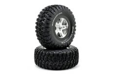 Tires &amp; wheels, assembled, glued (SCT satin chrome, black beadlock style wheels, BFGoodrich® Mud