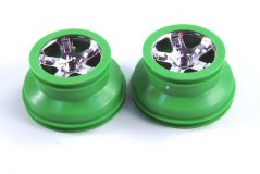 Wheels, SCT, chrome, green beadlock style, dual profile (2.2&#039;&#039; outer 3.0&#039;&#039; inner
