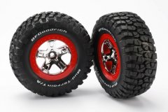Tires &amp; wheels, assembled, glued (SCT chrome, red beadlock style wheels, BFGoodrich® Mud-Terrain