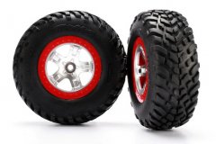Tires &amp; wheels, assembled, glued (SCT satin chrome, red beadlock wheels, ultra soft S1 compound