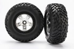 Tires &amp; wheels, assembled, glued (SCT satin chrome, black beadlock style wheels, SCT off-road ra