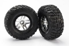 Tires &amp; wheels, assembled, glued (SCT Split-Spoke satin chrome, black beadlock style wheels, Kum