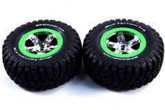 Tires &amp; wheels, assembled, glued (SCT, chrome, green beadlock wheel, BFGoodrich® Mud-Terrain™ T/